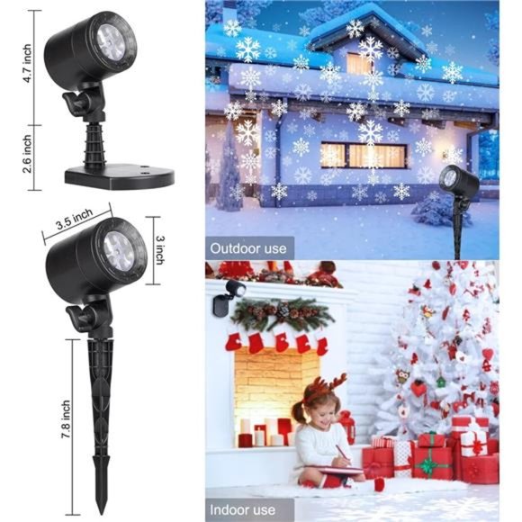 Christmas Snowflake Projector Lights Outdoor, Led Rotating Snowfall Show Lights - Picture 2 of 6